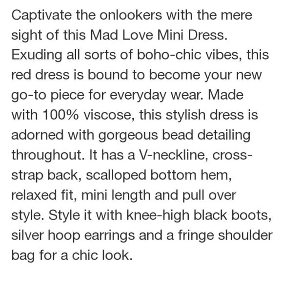 Free People Red Bali Mad Love embellished beaded boho mini dress size S - Picture 12 of 12